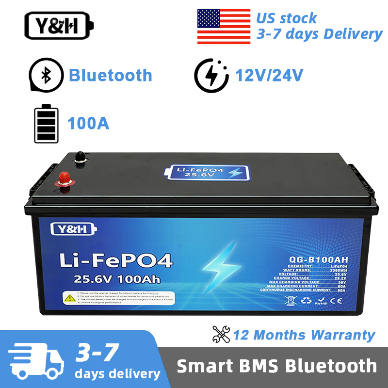 [Local Delivery] Y&H 12V 24V 1 - Lifepo4 12V 100Ah Bms Bluetooth recension och pris