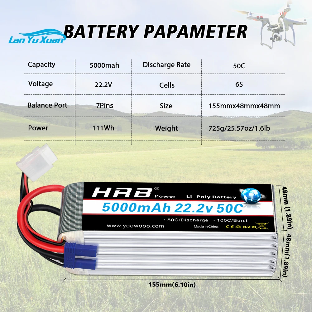 2pcs  6S Lipo Battery 22.2V 50 - 6S Lipo Battery 22.2V 5000Mah recension och pris