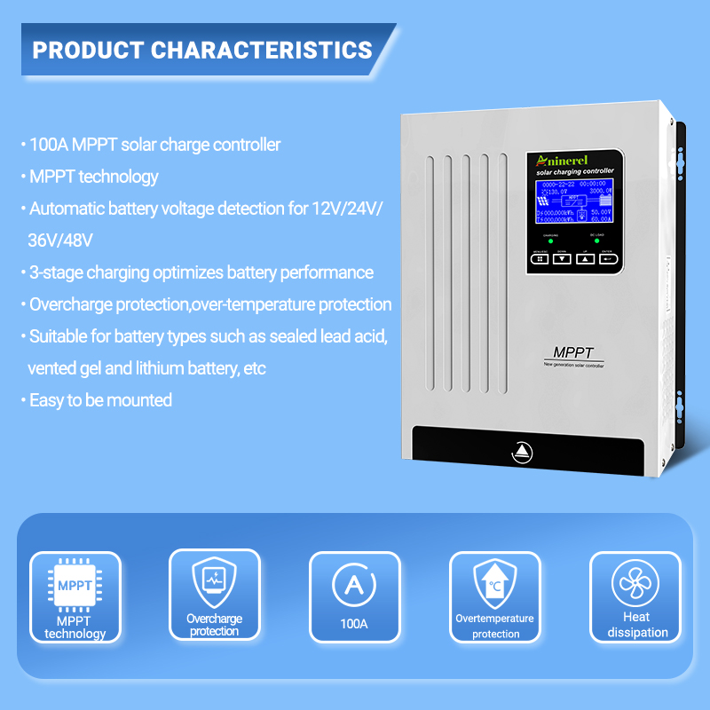 Aninerel 100A Solar Charge Con - Lifepo4 12V 100Ah Bms Bluetooth recension och pris