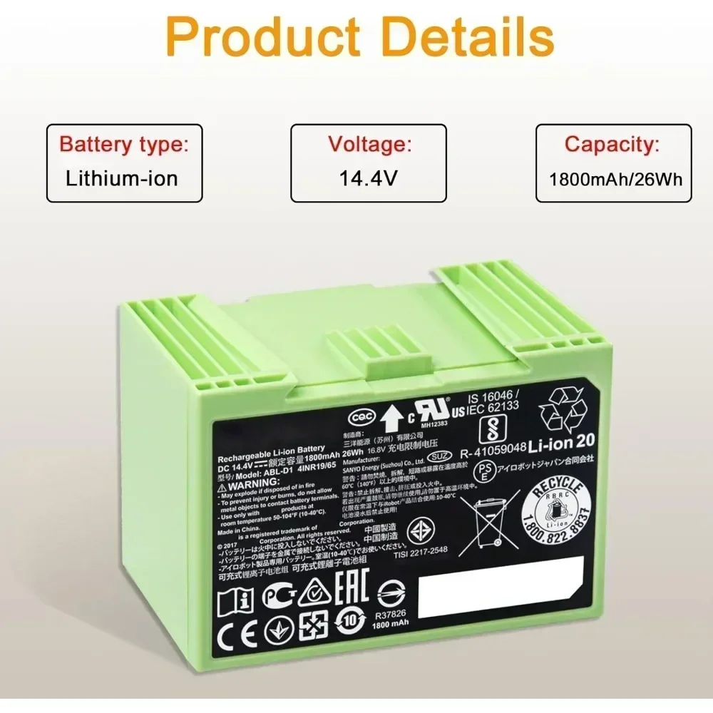 Rechargeable 14.4V 5000mAh Bat - 4S Lipo Battery 14.8V 6000Mah recension och pris