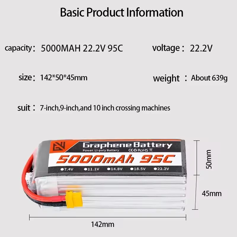 Lipo Battery 6S 5000mAh XT60 X - 6S Lipo Battery 22.2V 5000Mah recension och pris